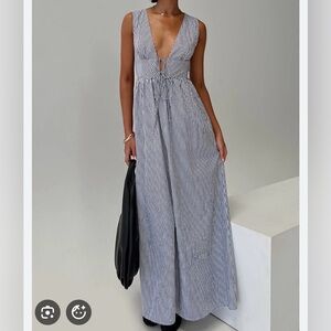 Princess Polly Blue and White Striped Maxi Dress